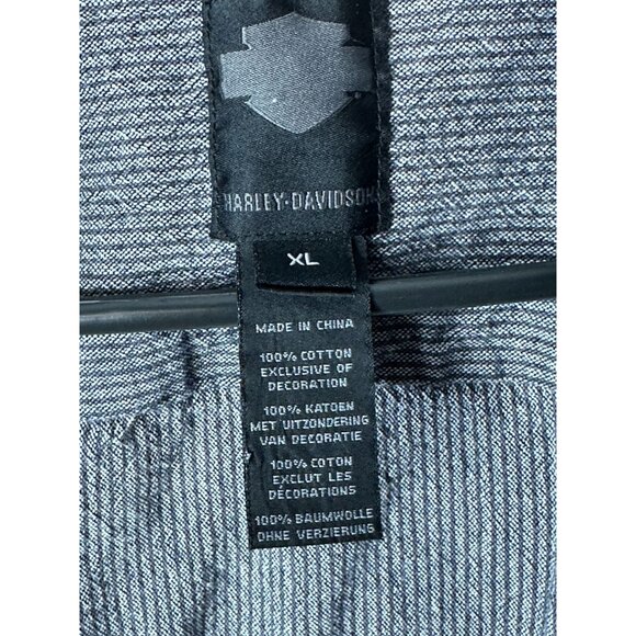 Harley-Davidson Black Label Gray Stripe Short Sleeve Button-Up Shirt Mens Med - Picture 11 of 15